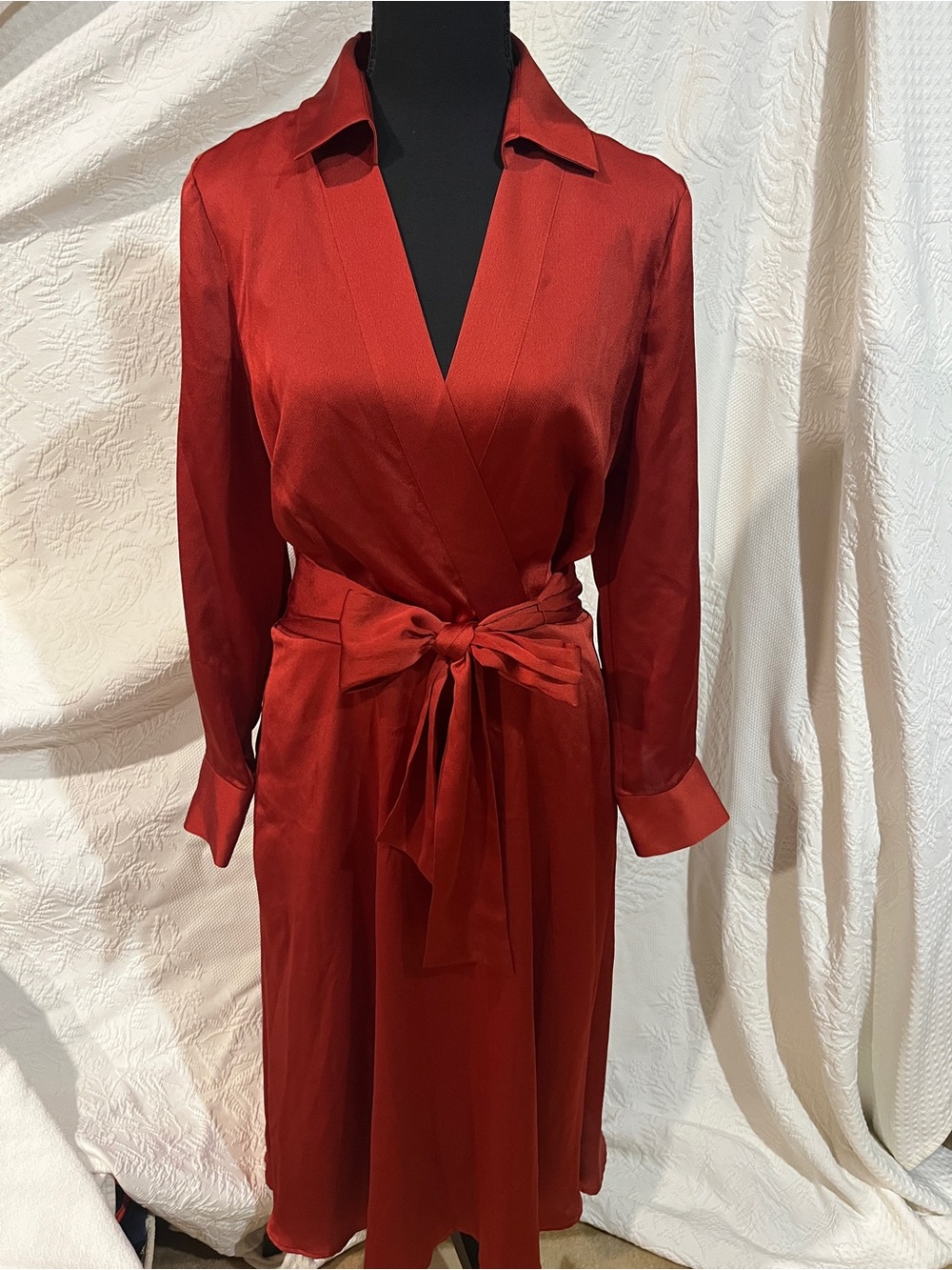 Tahari ASL Long Sleeve‎ Satin Wrap Dress, size &, new with tags